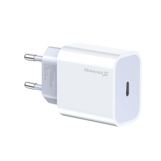 Сетевое зарядное устройство Grand-X (1xUSB-C 20W) QC4.0, PD 3.0, FCP, AFC White (CH-770)