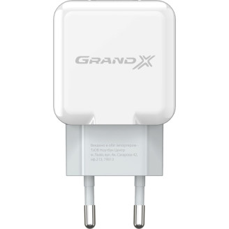 Сетевое зарядное устройство Grand-X (1xUSB 2.1A) White (CH-03W)